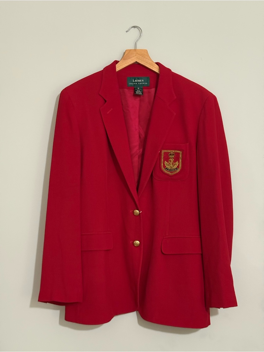 Vintage Ralph Lauren Women’s Red Crest Blazer